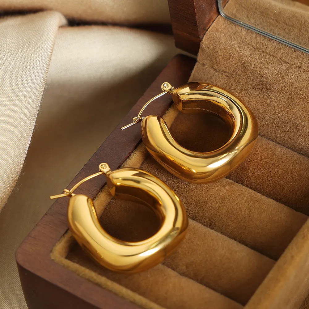 European American High-End Titanium Steel Gold-Plated U-Shaped Geometric Earrings