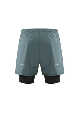 Fake 2 Piece Elastic Quick-Dry Sports Shorts