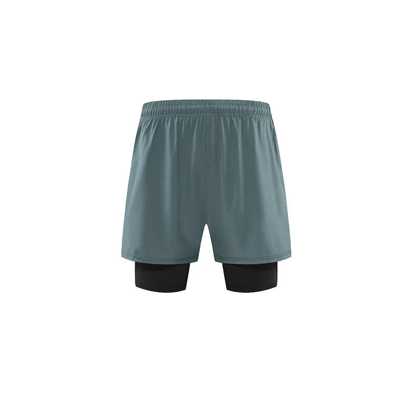 Fake 2 Piece Elastic Quick-Dry Sports Shorts