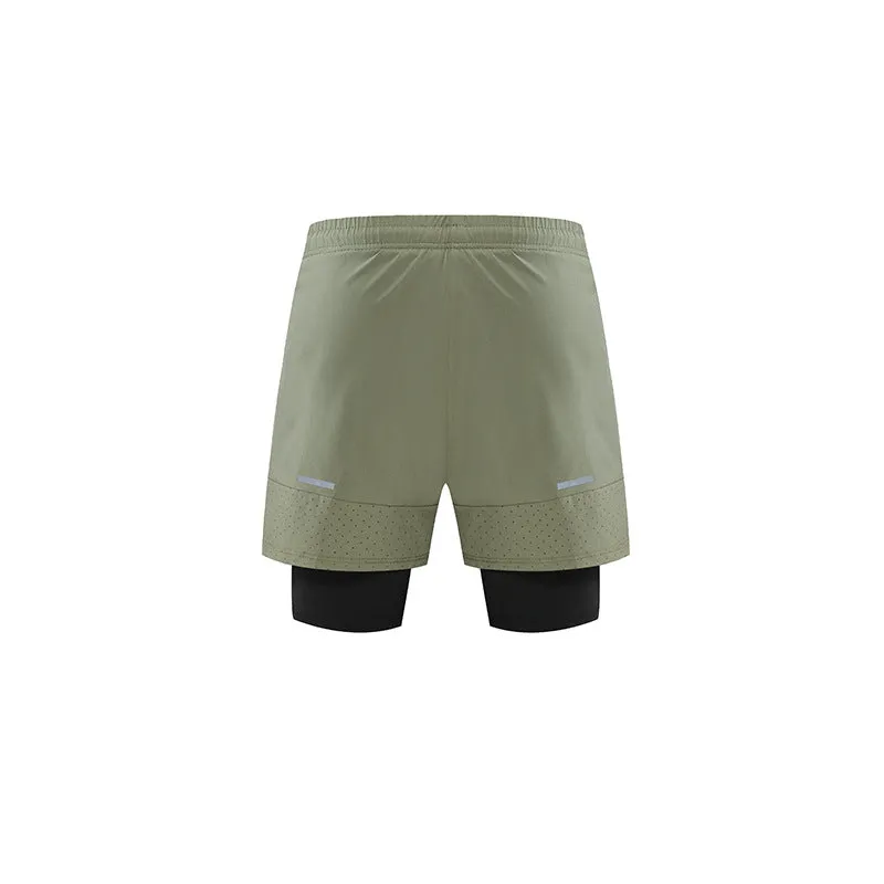 Fake 2 Piece Elastic Quick-Dry Sports Shorts