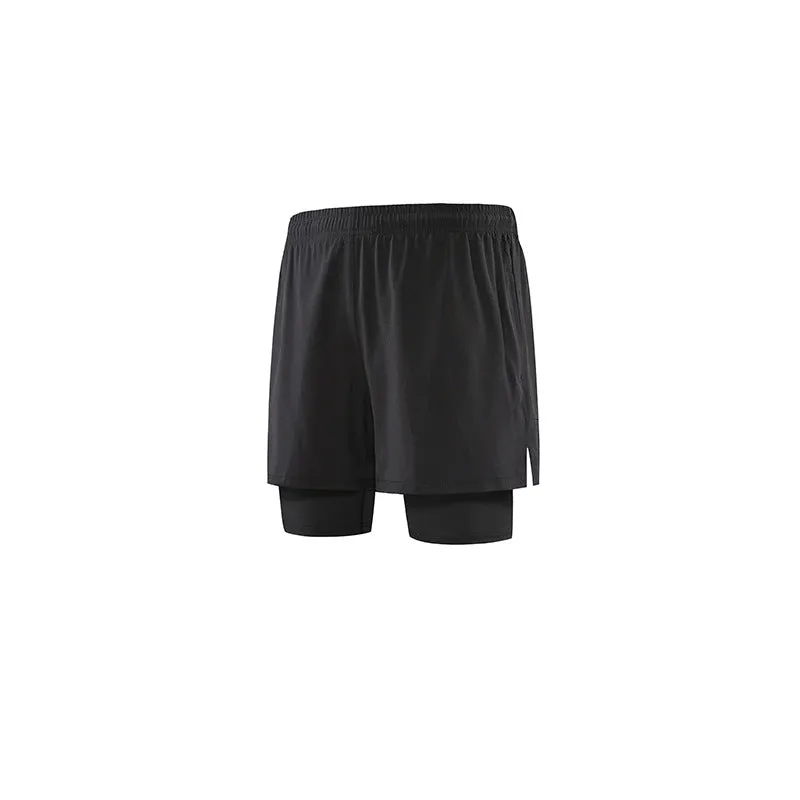 Fake 2 Piece Elastic Quick-Dry Sports Shorts