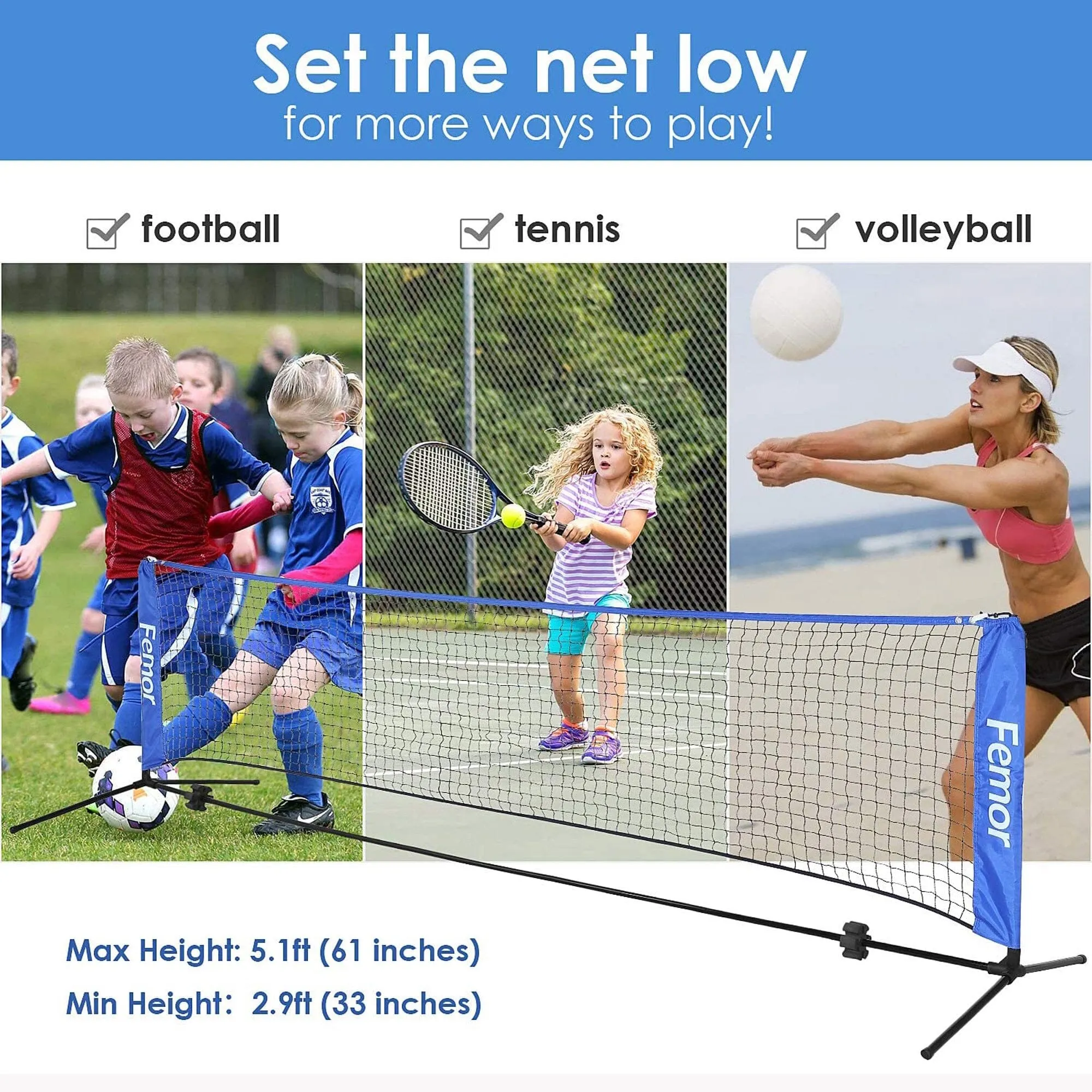 Femor FS051 10ft. Height Adjustable Volleyball Net