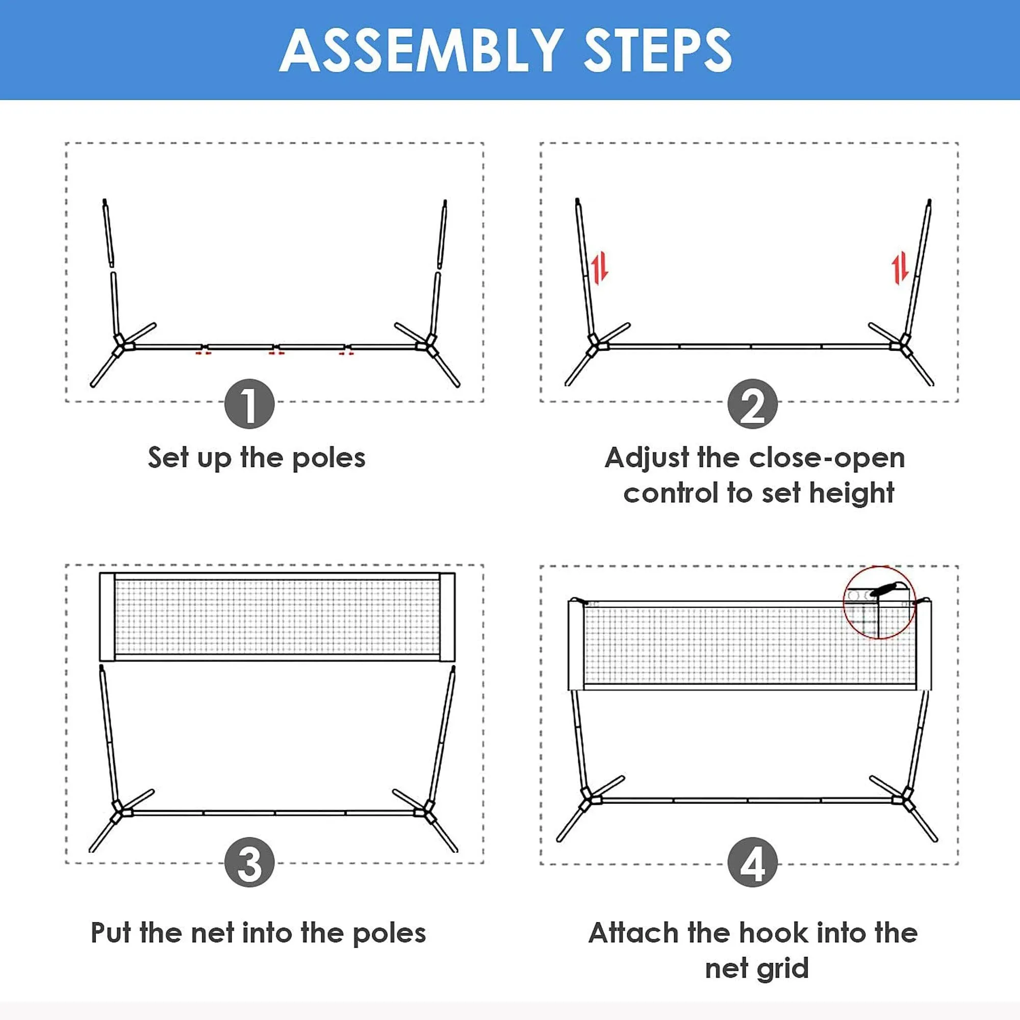Femor FS051 10ft. Height Adjustable Volleyball Net