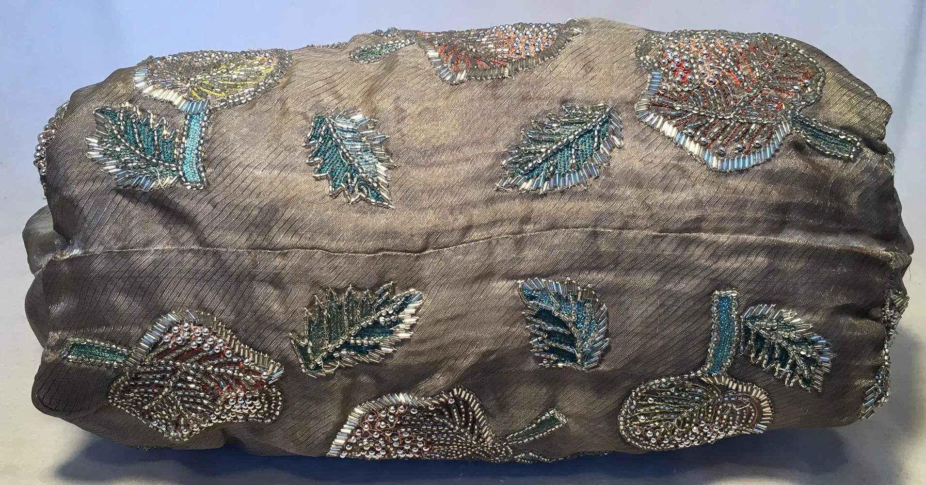 FENDI Sheer Silk Organza Hand Beaded Floral Embroidered Tote