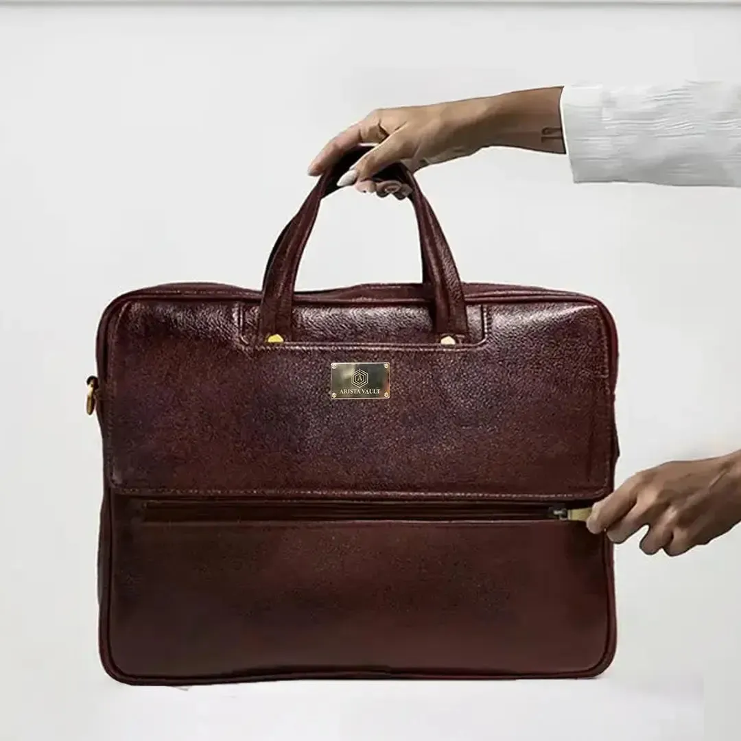 Fingerlock Smart Leather Laptop Bag (Brown)