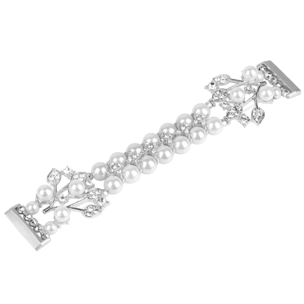 Fitbit Versa 3 rhinestone flower shaped orbs watch strap - White