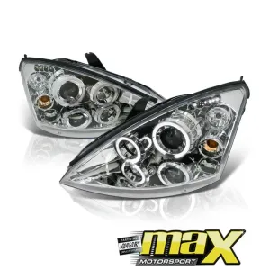 Focus (2000-2005) Chrome Headlight With Angel Eye /Projector