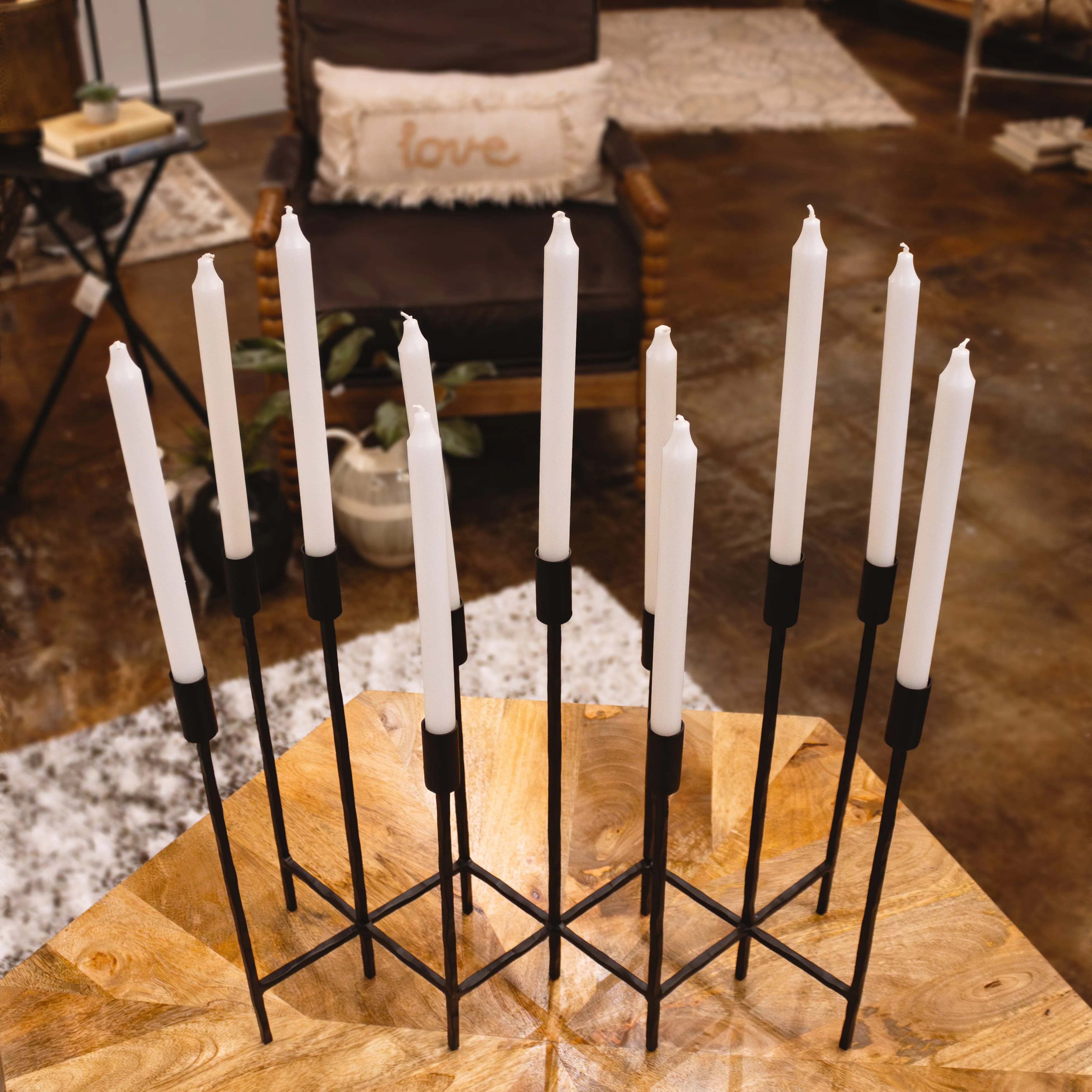 Forged Iron Taper Candelabra