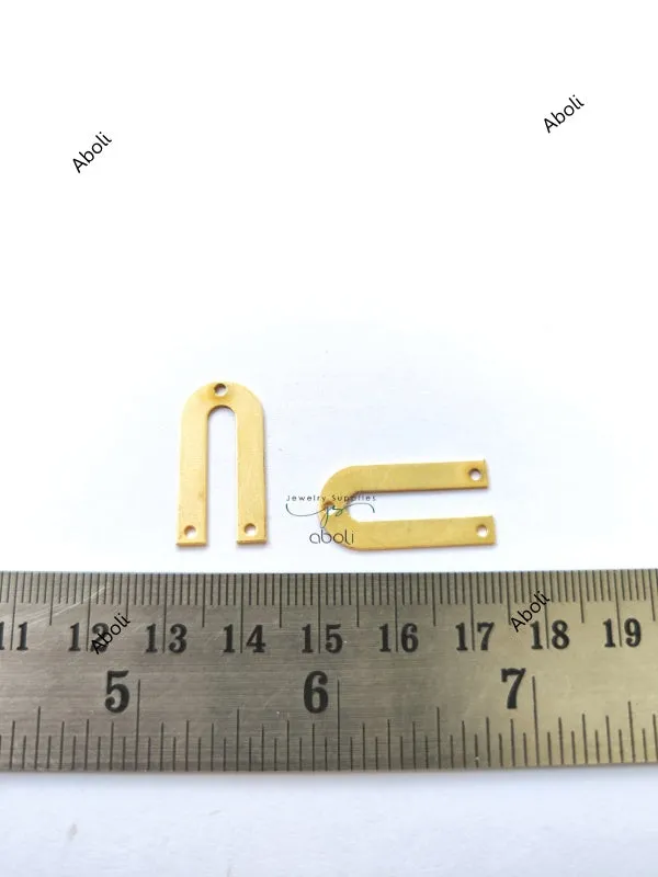 Golden Metal Arch Connector U shaped Jewellery Component MACU7 Shiny finish 3 hole connectors