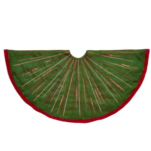 Hand Beaded Starburst Christmas Tree Skirt In Green Silk - 60"