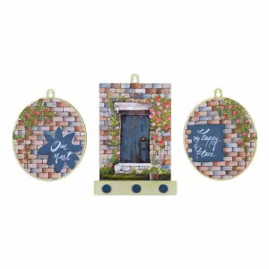 Handpainted Keyholder with wall hanging (set of 3) (Multicolour)