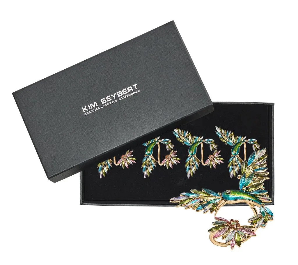 Hummingbird Napkin Ring in Multi, Set of 4 in a Gift Box