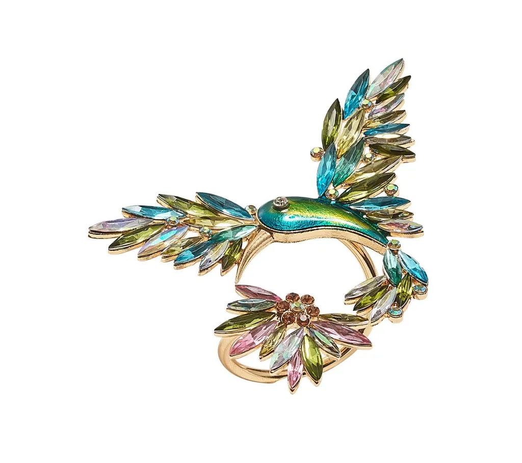 Hummingbird Napkin Ring in Multi, Set of 4 in a Gift Box