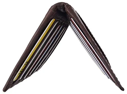ID Credit Card Money Holder Genuine Leather Bifold Front Pocket Wallet