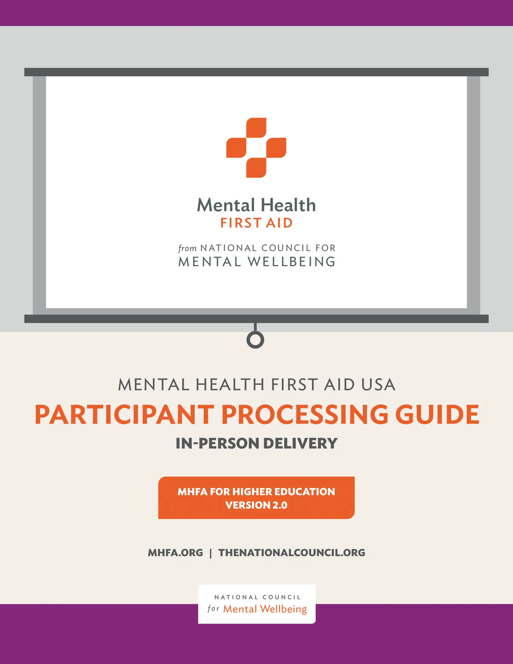 In-person Adult MHFA for Higher Education Participant Processing Guide Version 2.0