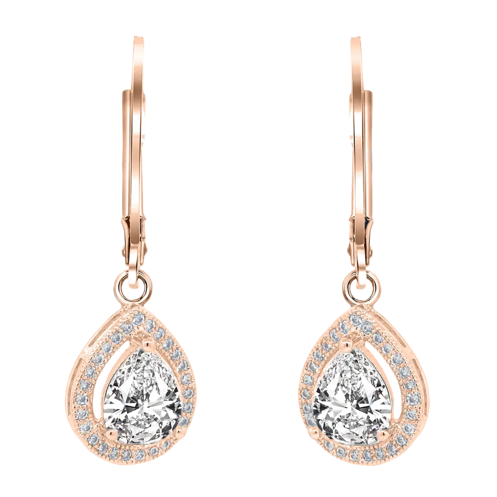 Izzy 18k White Gold Plated Halo Teardrop Earrings with Swarovski Crystals