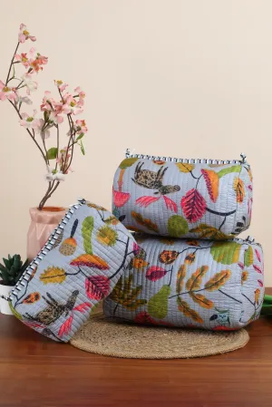 Jungle Bloom Quilted Pouches (Set of 3)