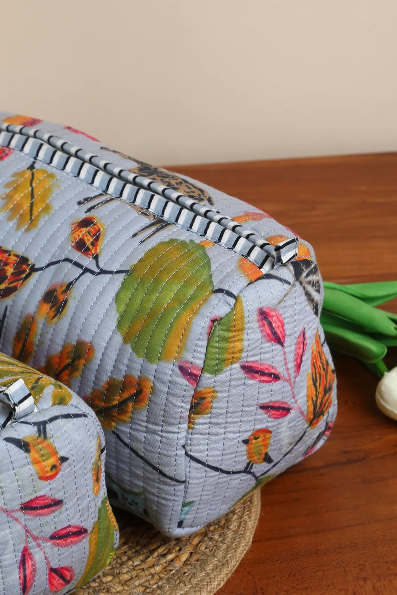 Jungle Bloom Quilted Pouches (Set of 3)