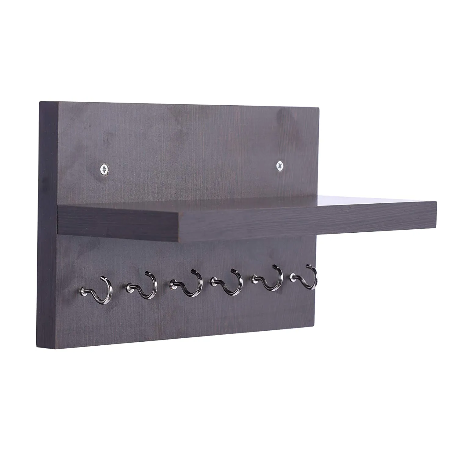 Kawachi Wall Mounted Home Décor 8 Key Hooks Rail with Shelf Key Chain Holder Wall Hooks