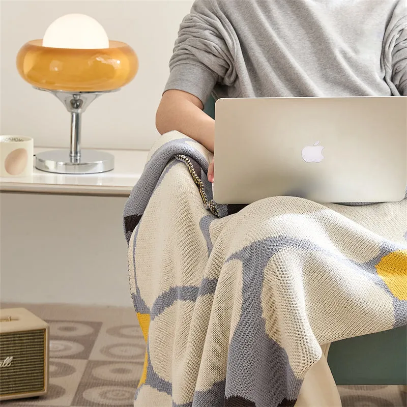 Knitted Flower-Vine Throw Blanket
