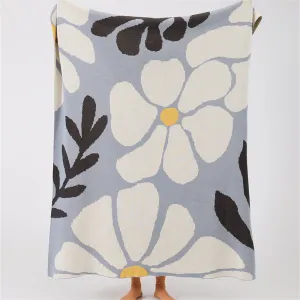 Knitted Flower-Vine Throw Blanket