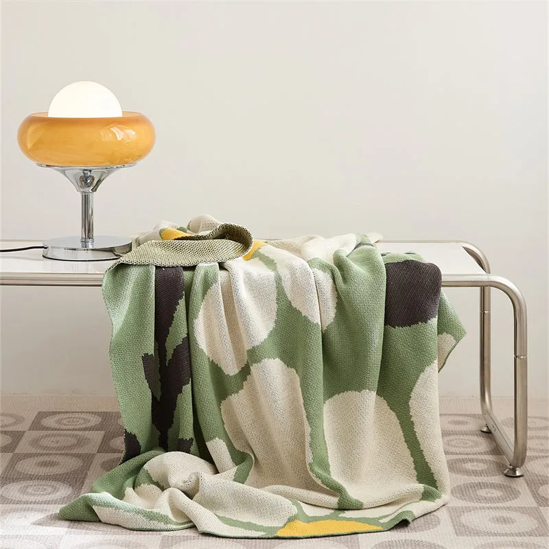 Knitted Flower-Vine Throw Blanket