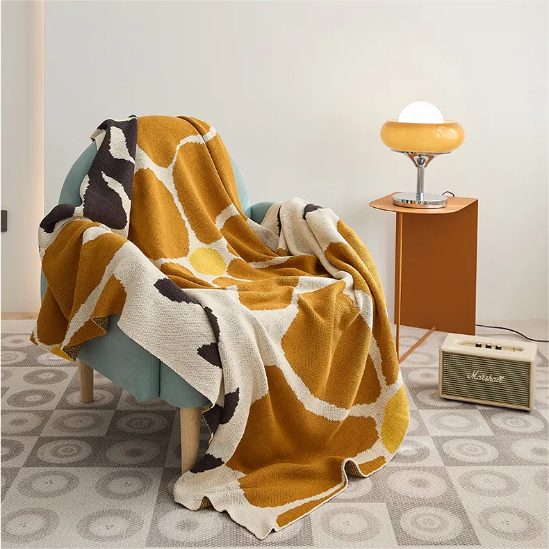Knitted Flower-Vine Throw Blanket