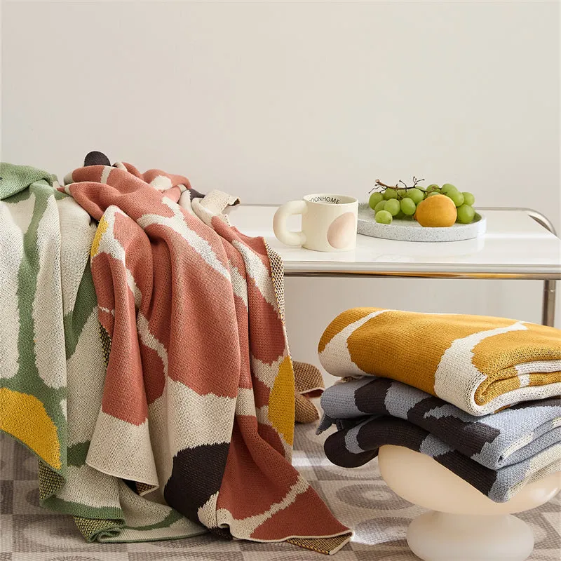 Knitted Flower-Vine Throw Blanket