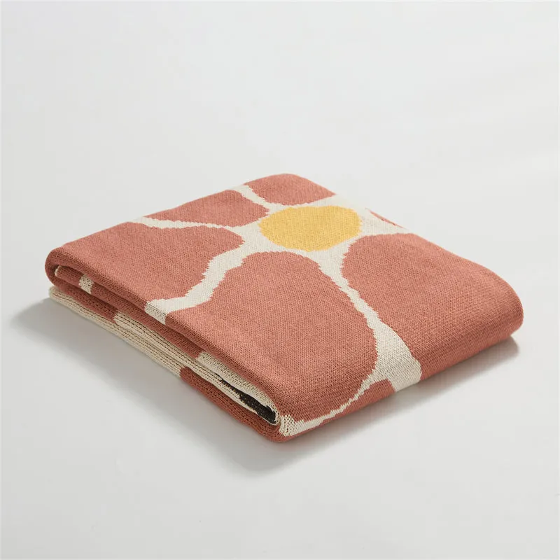 Knitted Flower-Vine Throw Blanket