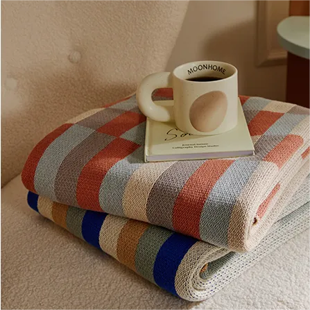 Knitted Striped Throw Blanket