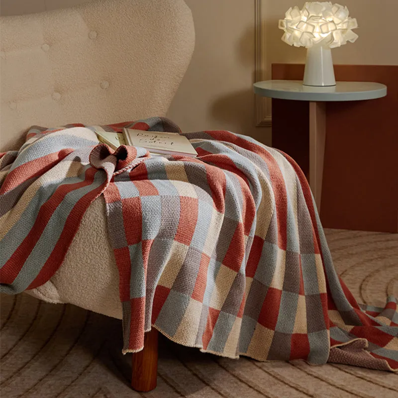 Knitted Striped Throw Blanket
