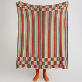 Knitted Striped Throw Blanket