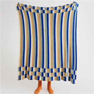 Knitted Striped Throw Blanket