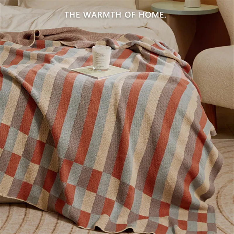 Knitted Striped Throw Blanket