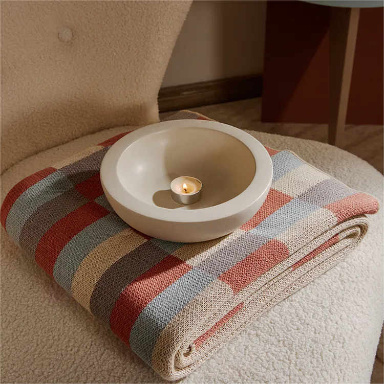 Knitted Striped Throw Blanket