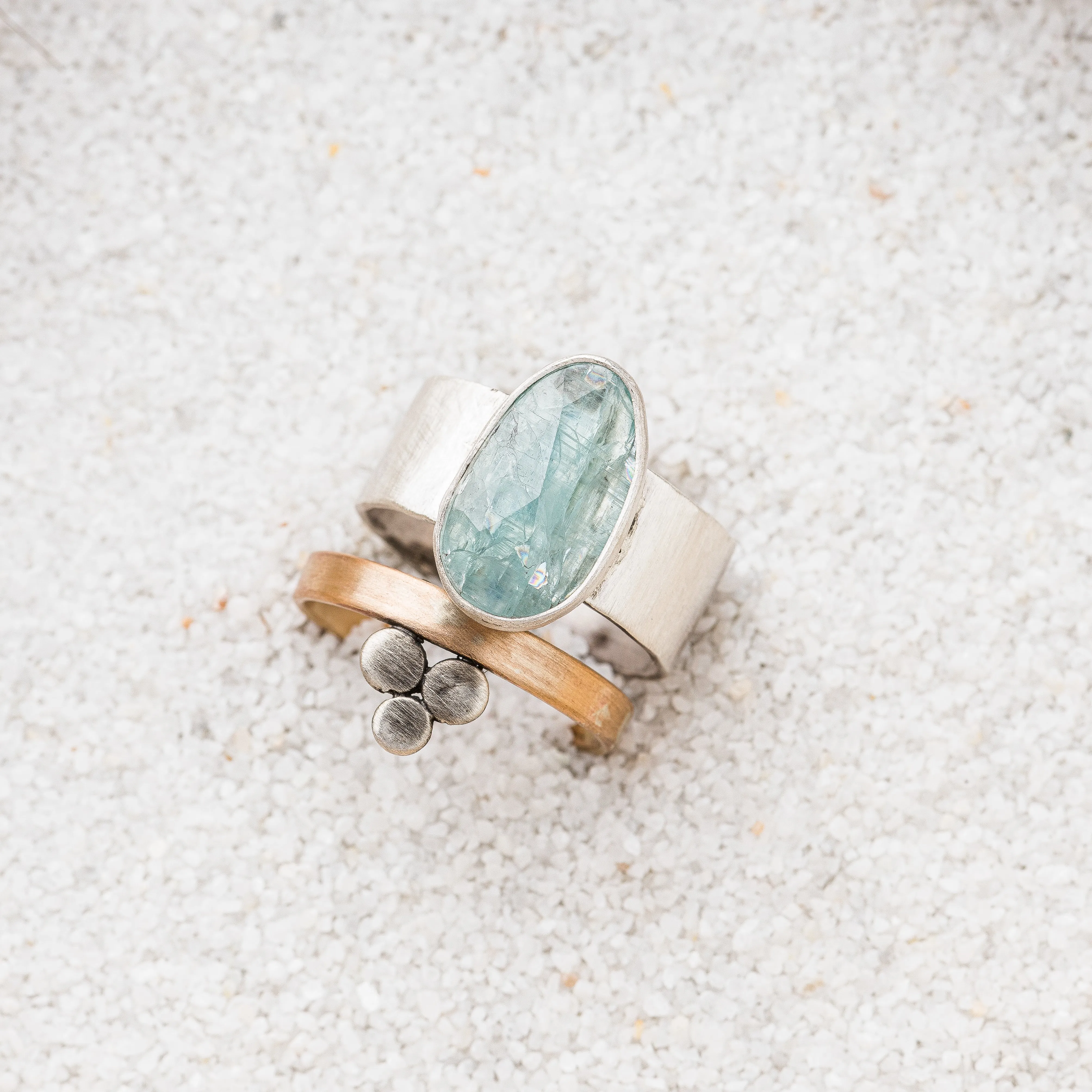 Kyanite Oval Ring on Wide Band