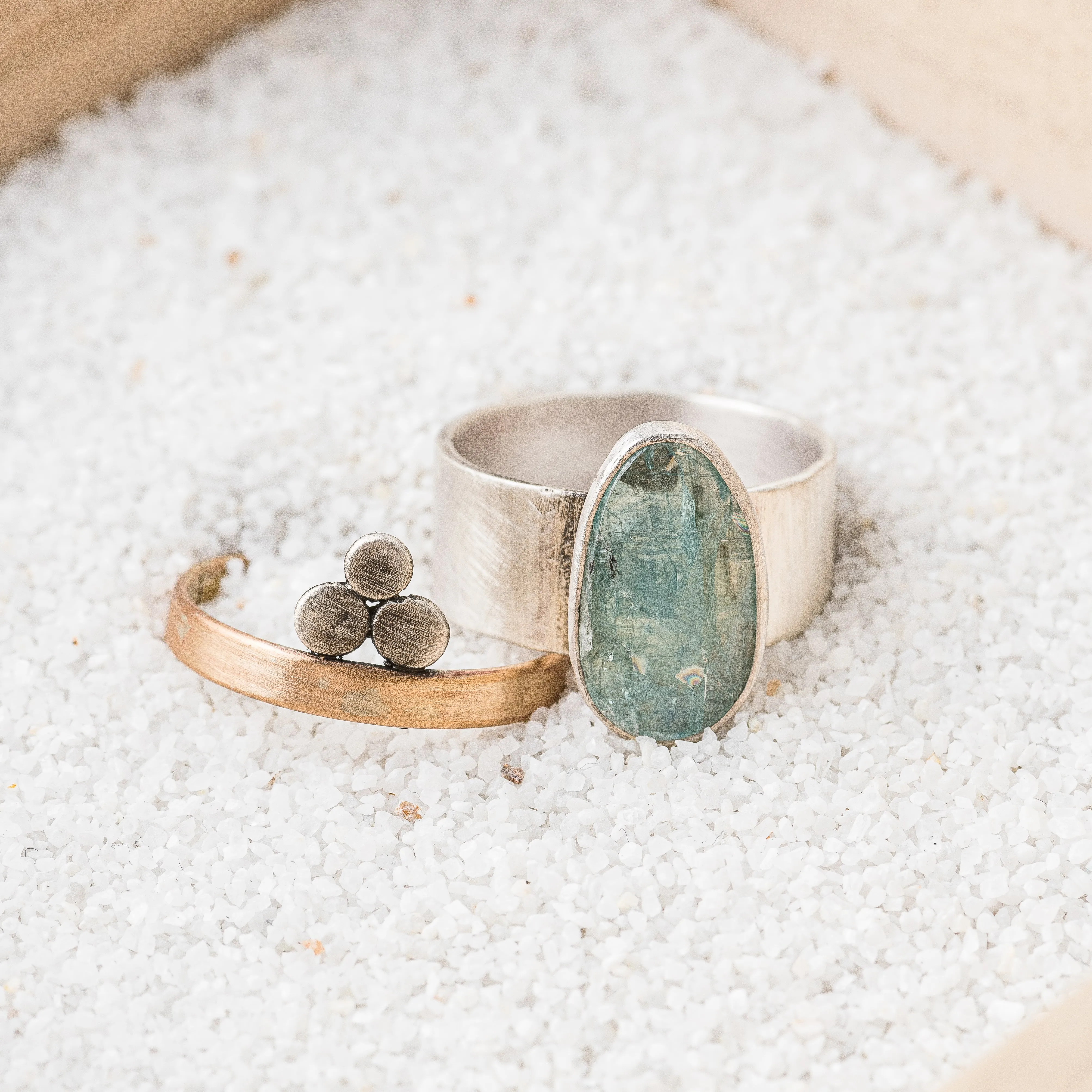 Kyanite Oval Ring on Wide Band