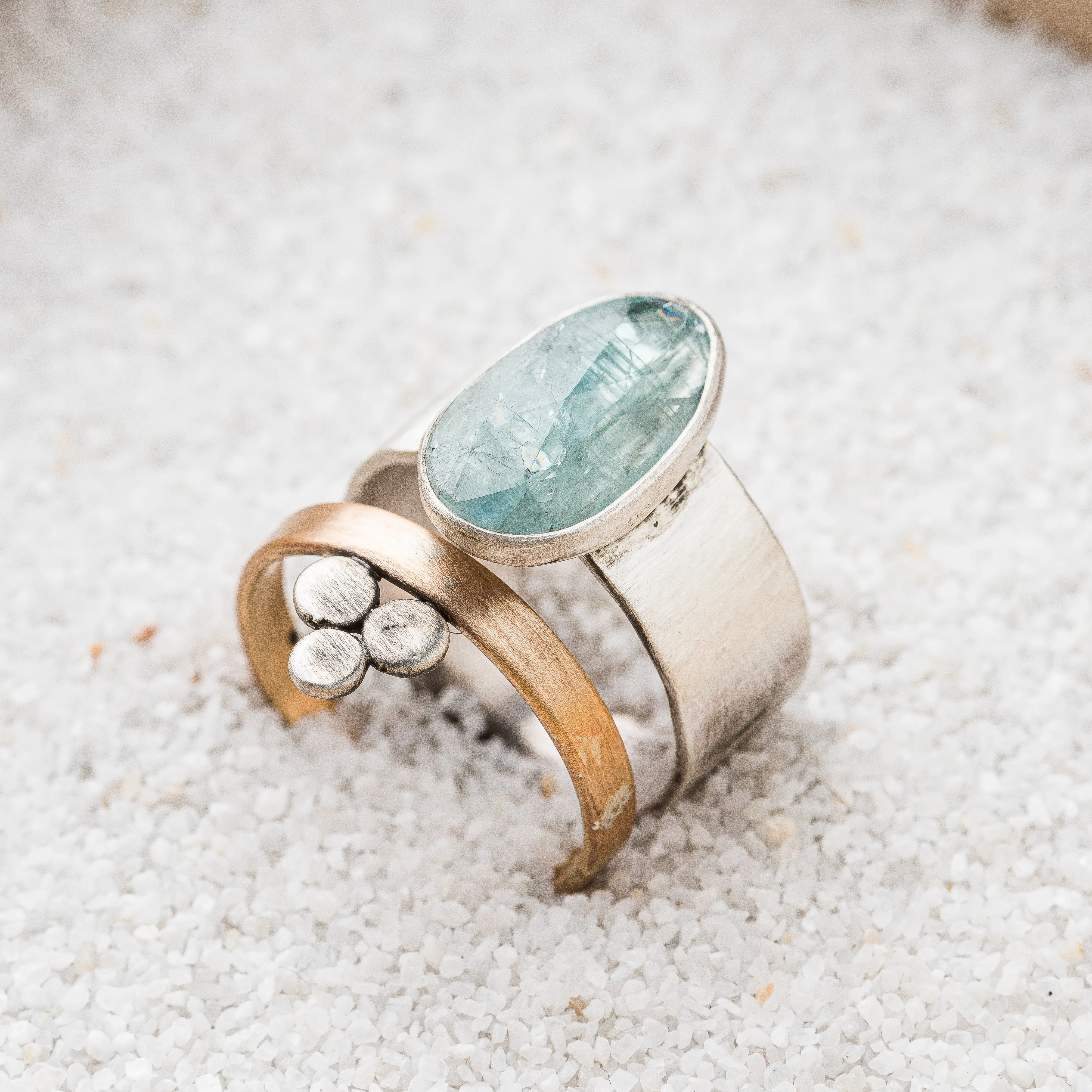 Kyanite Oval Ring on Wide Band
