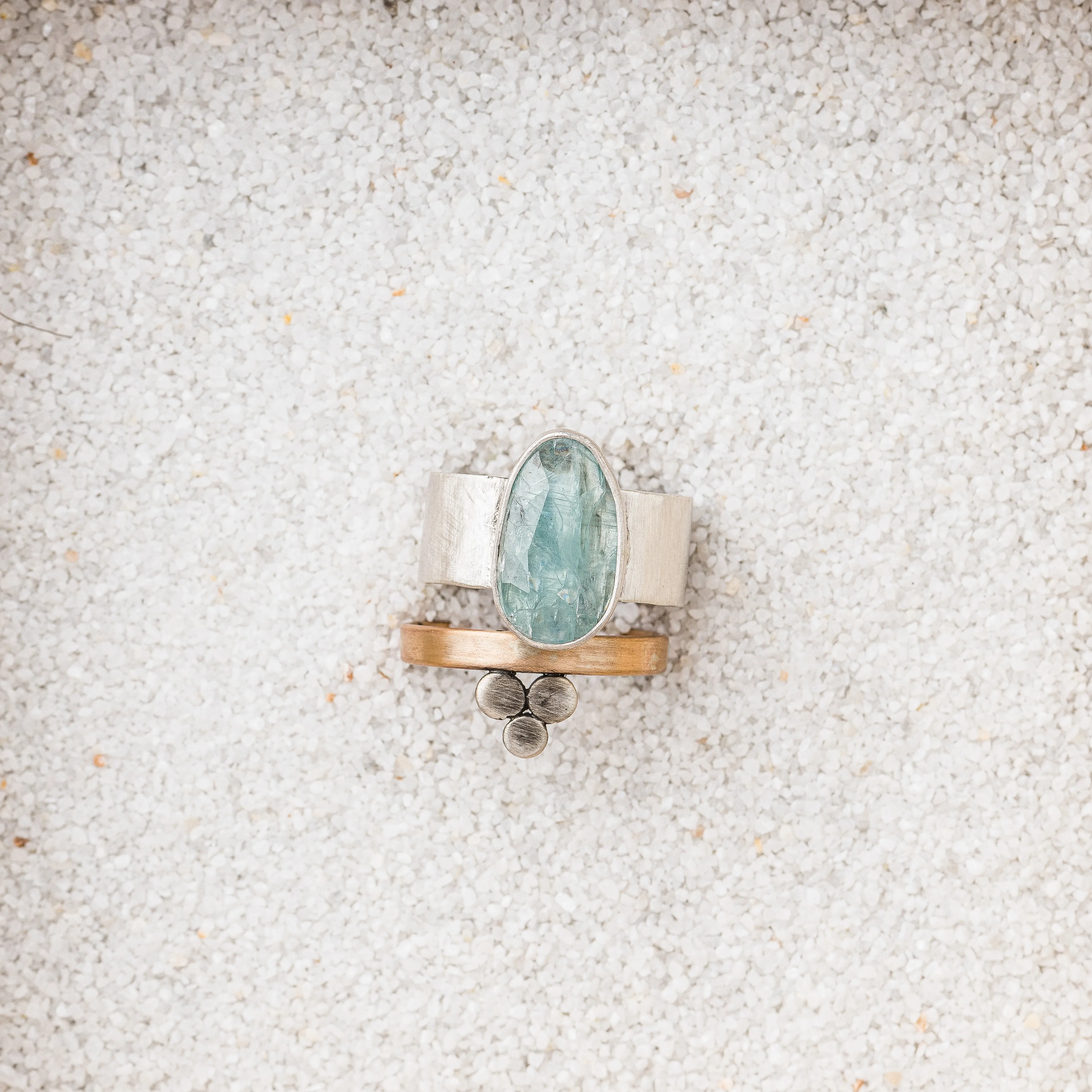 Kyanite Oval Ring on Wide Band