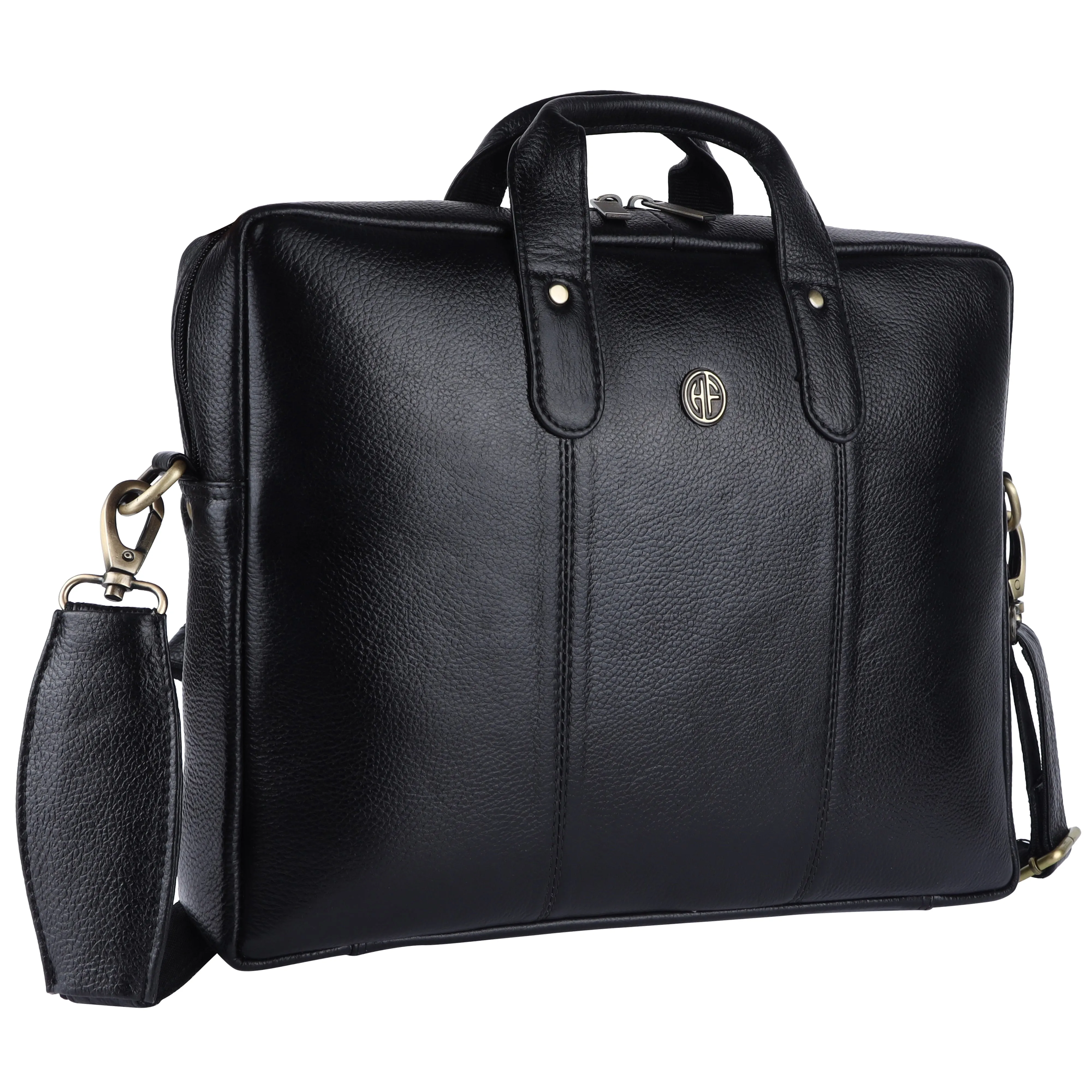 Laptop Bag for Men - Genuine Leather Office Bag - Fits 14/15.6/16 Inch Laptop - Black