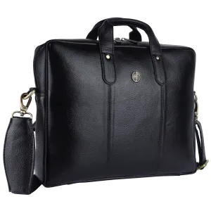 Laptop Bag for Men - Genuine Leather Office Bag - Fits 14/15.6/16 Inch Laptop - Black