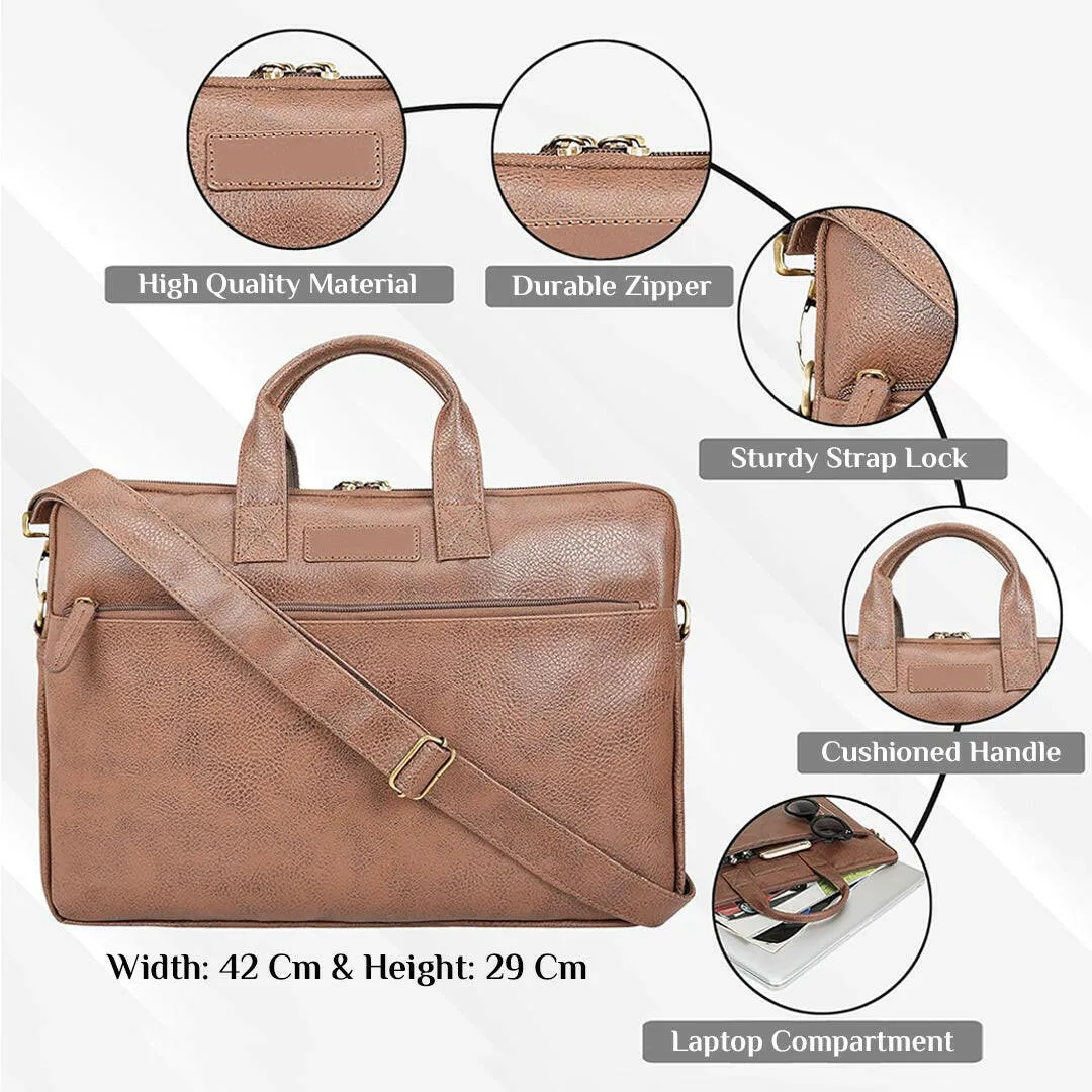 Laptop Messenger Bag Gifts for Her - Tan