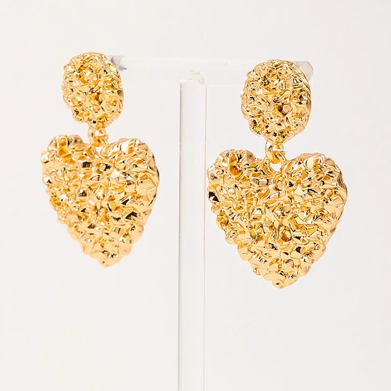 Lava Heart Shaped Pendant Earrings in European and American Style