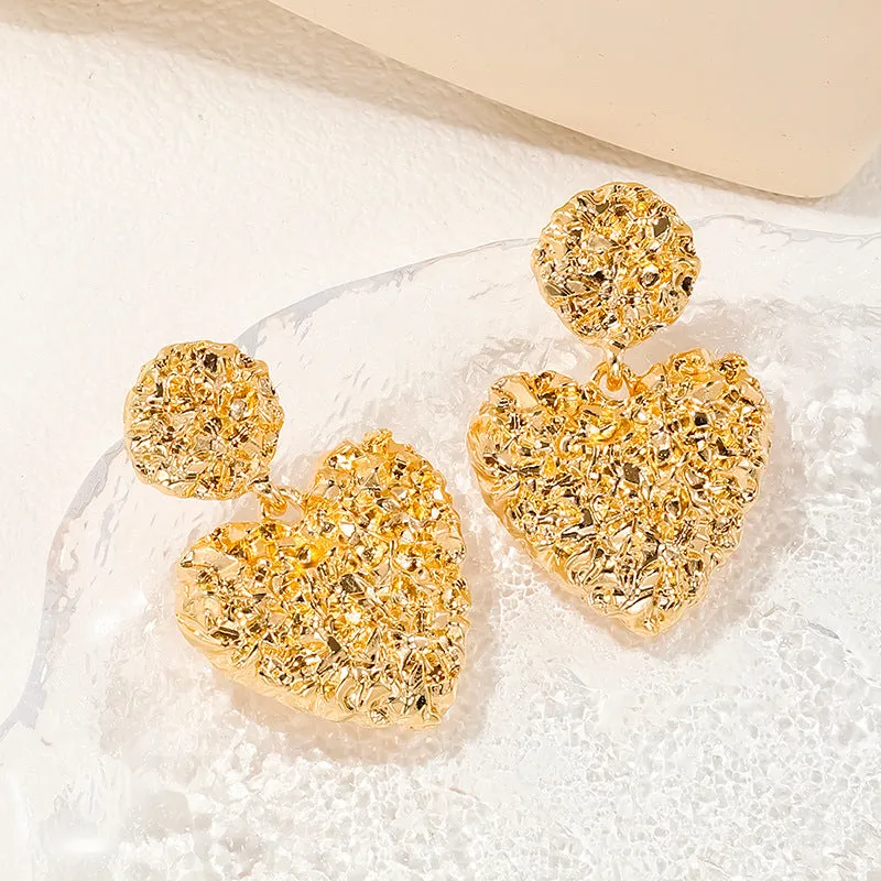 Lava Heart Shaped Pendant Earrings in European and American Style