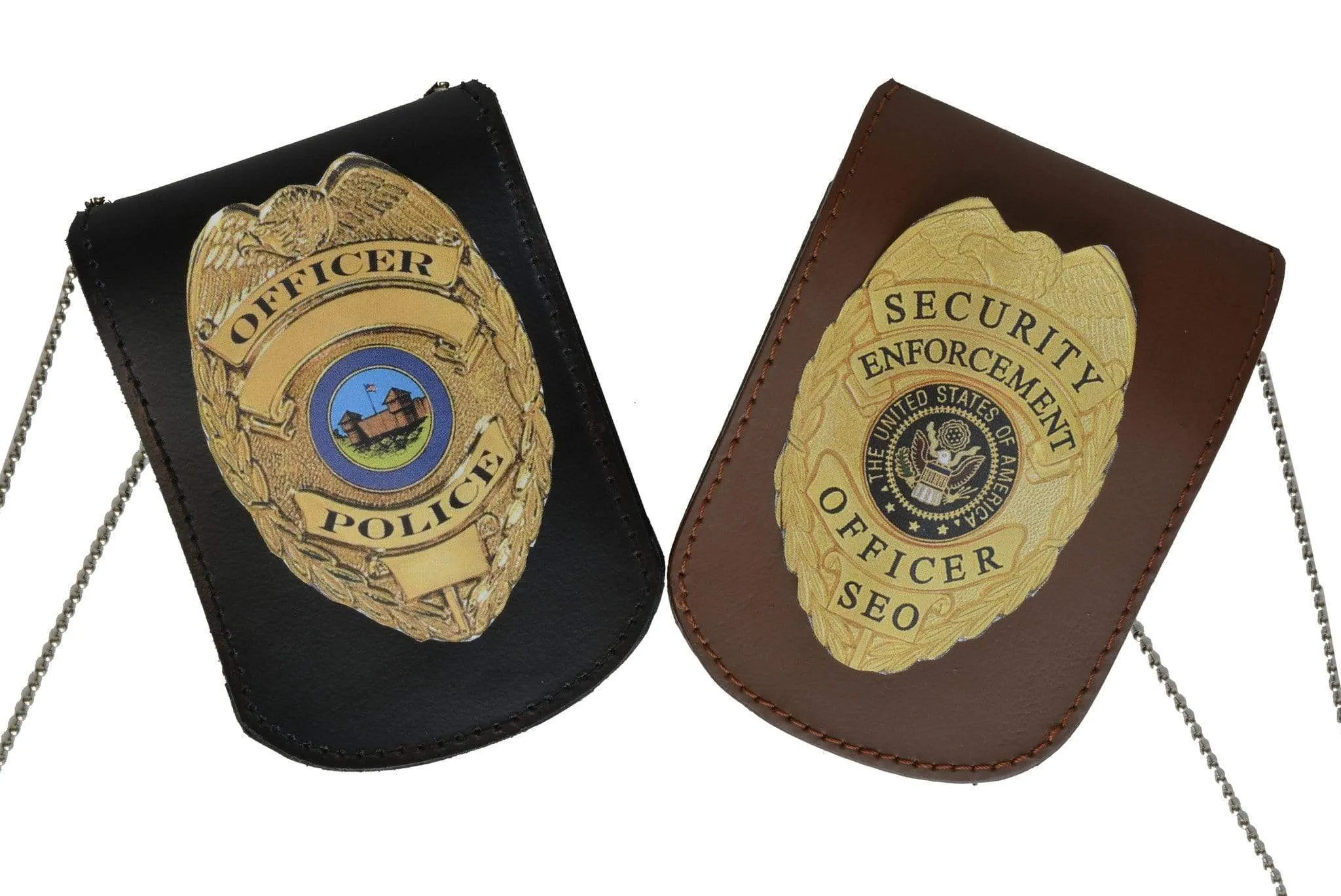 Leather ID & Badge Holder with Chain 2561 (C)