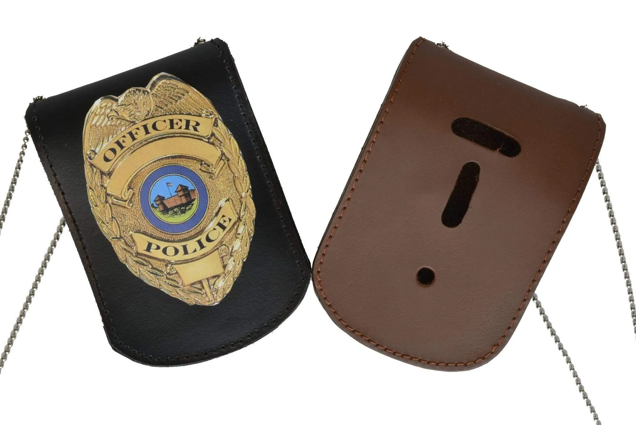 Leather ID & Badge Holder with Chain 2561 (C)