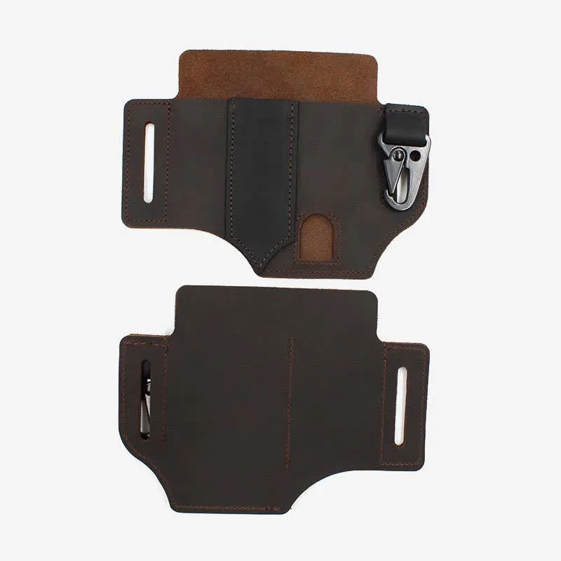 Leather Multitool Sheath for Belt EDC Belt Organizer with Key Holder
