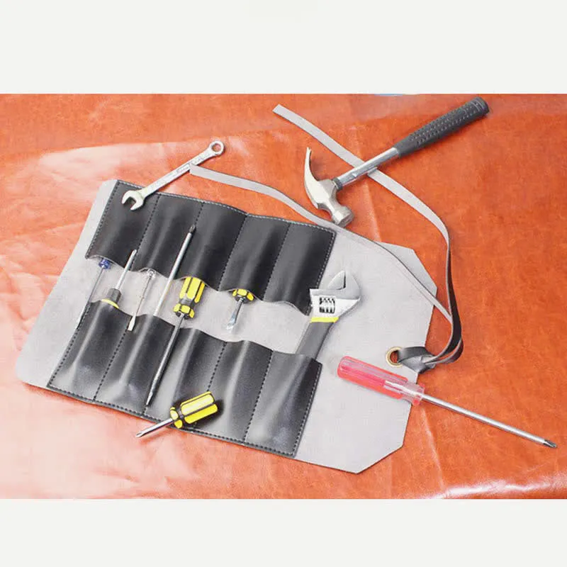 Leather Roll Up Tool Pouch Bag Tool Organizer Retched Bag