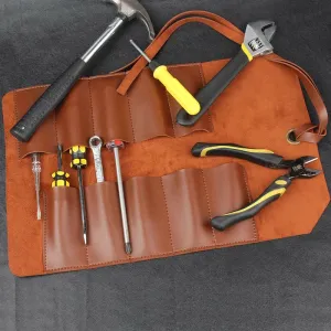 Leather Roll Up Tool Pouch Bag Tool Organizer Retched Bag