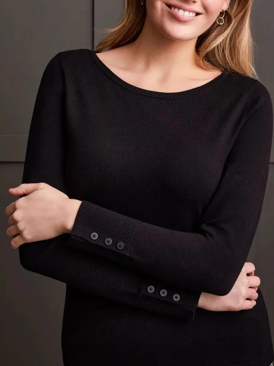 Lightweight Boatneck Sweater - Black